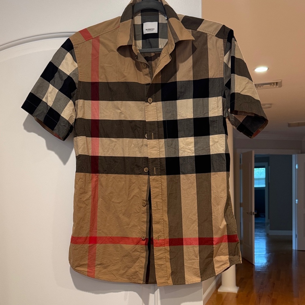 Burberry london Men's Plaid Shirt - Beige, Black, Red authentic s